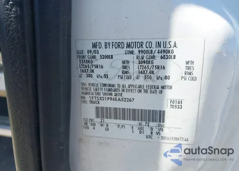 2004 Ford F-350 Lariat/Xl/Xlt из США, поврежденный, VIN 1FTSX31P94EA52267